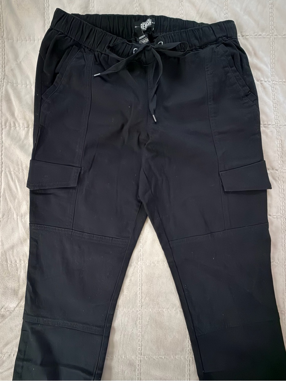 Rewash New York Black Cargo Jogger Pants Size XL Stretch Utility